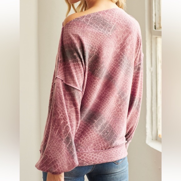 Boho tie Dye Print Drop Shoulder Top - Picture 3 of 5